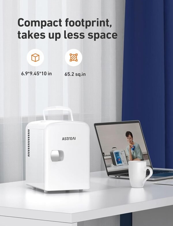 AstroAI Mini Fridge 4 Litre, 6 Can Portable AC+DC Power