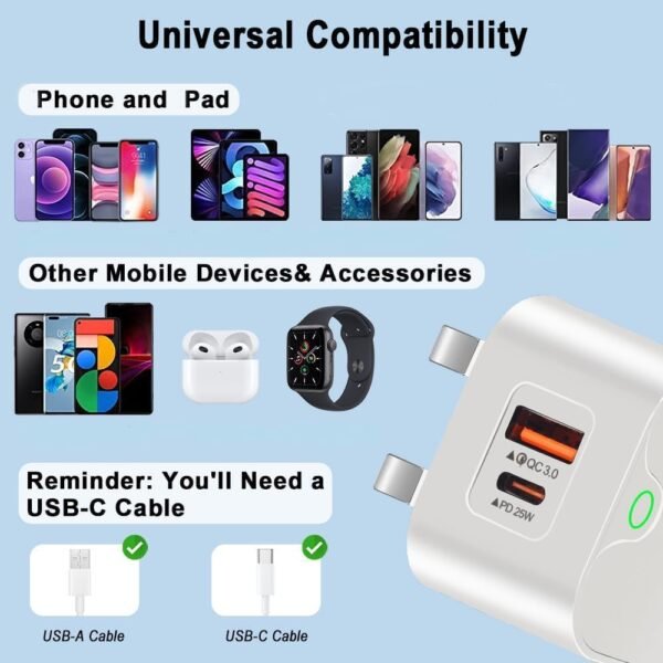 Necomi USB-A and C-Type Charger 2 Ports 25W